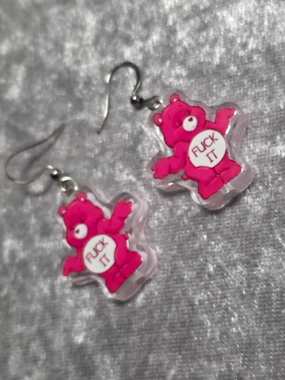 Handmade Bear with Attitude Dangle Earrings | Kawaii Animal Jewellery