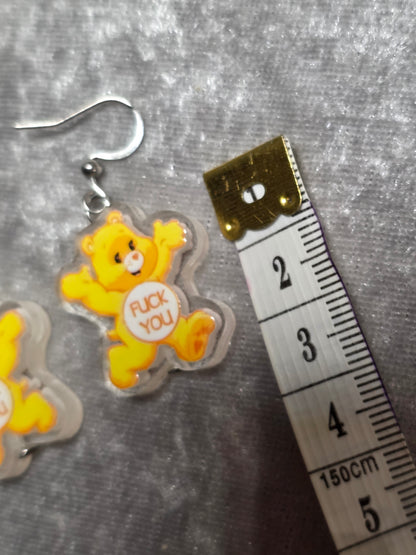 Handmade Bear with Attitude Dangle Earrings | Kawaii Animal Jewellery