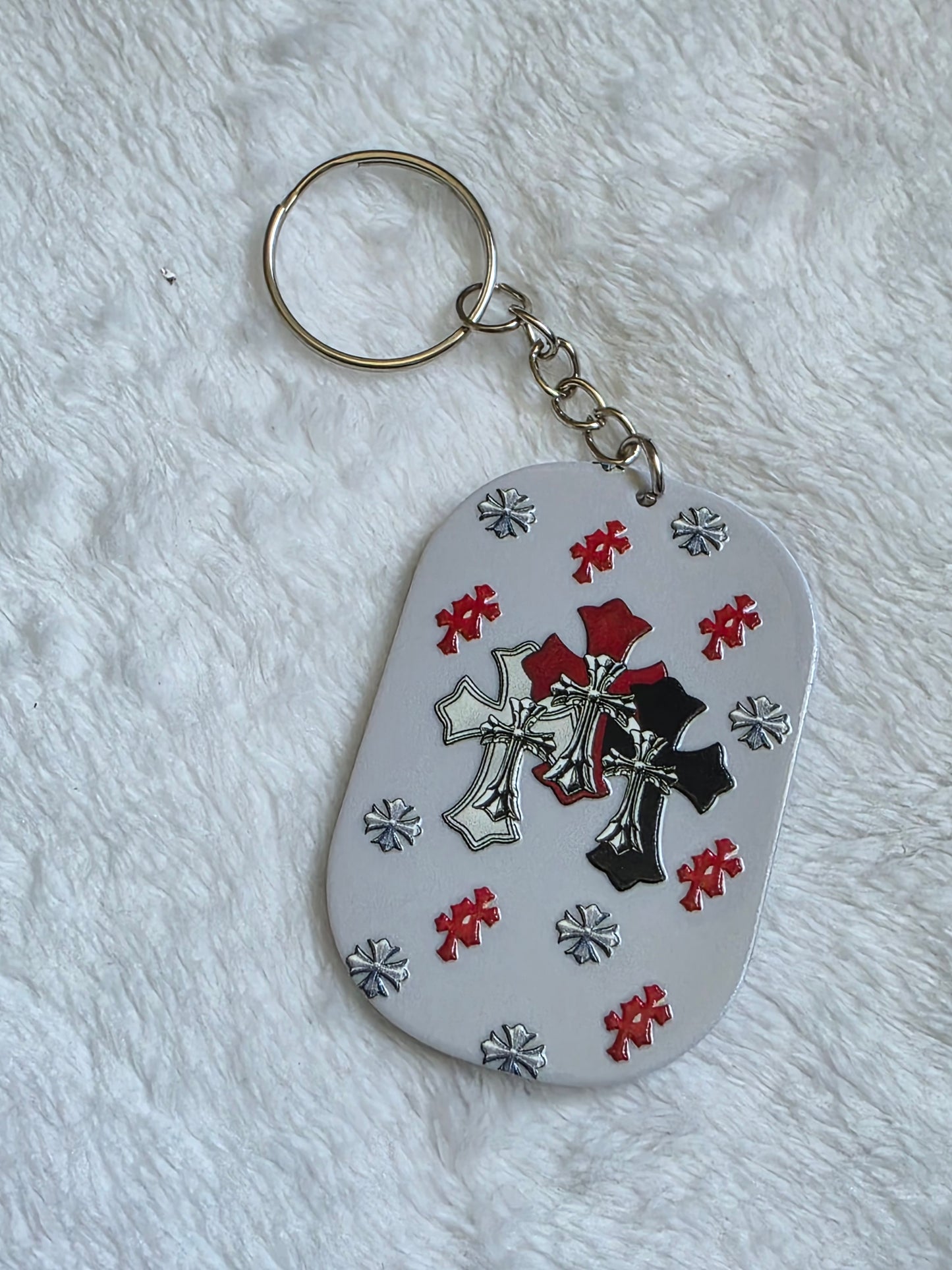Keychain: Gothic Cross Keyring, Bag Charm, Tag
