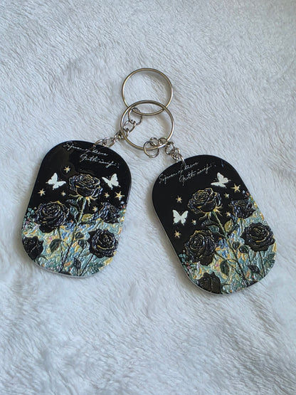 Keychain: Midnight Rose Butterfly Keyring, Bag Charm, Tag