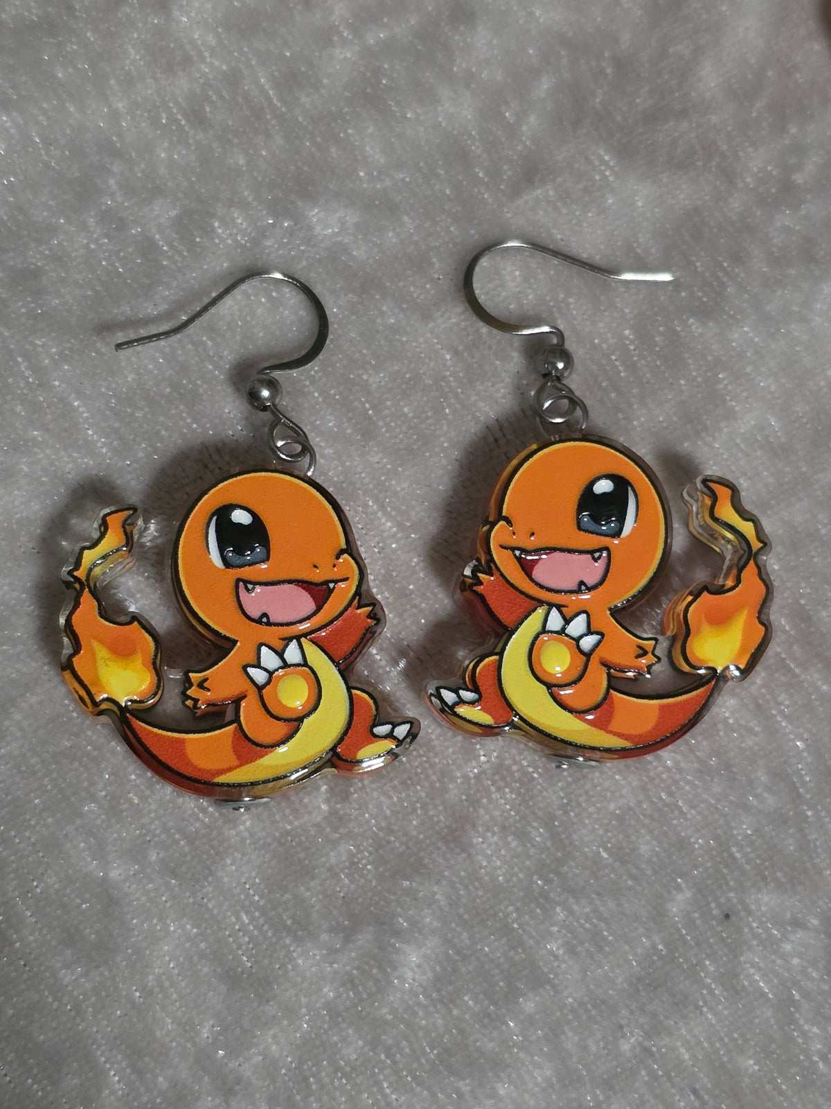 Handmade Cute Charmander Dangle Earrings | Kawaii Jewellery