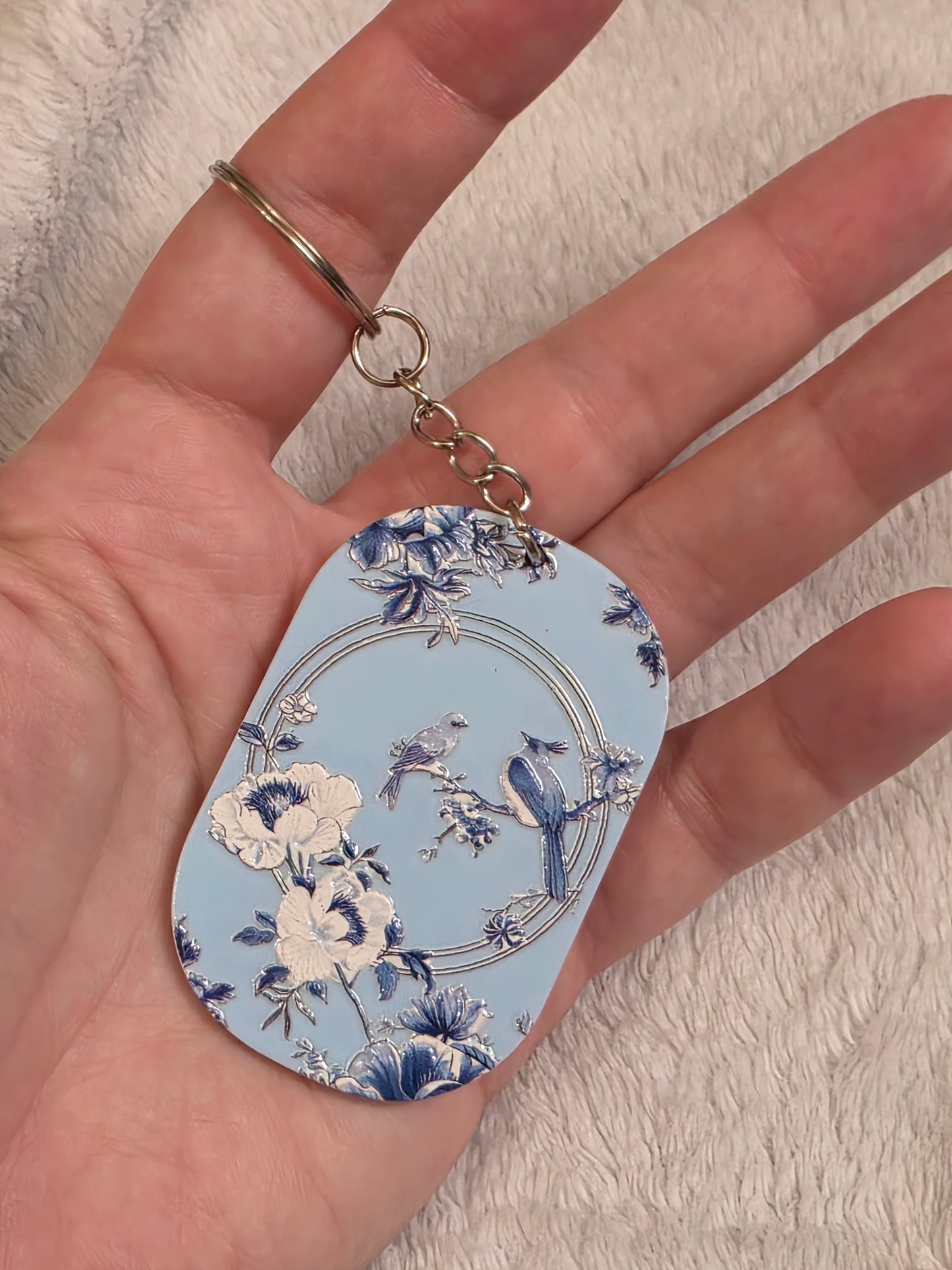 Keychain: Birds and Flowers Kawaii Keyring, Bag Charm