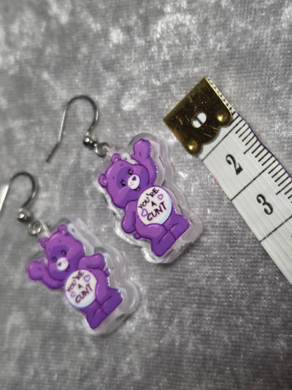 Handmade Bear with Attitude Dangle Earrings | Kawaii Animal Jewellery