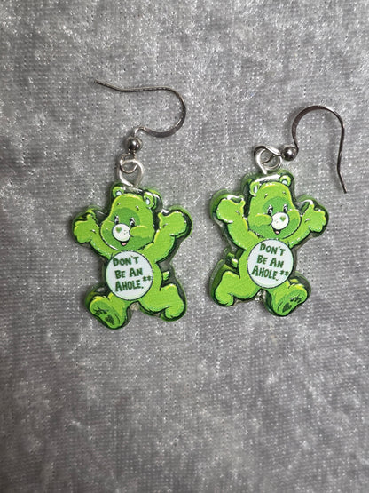 Handmade Bear with Attitude Dangle Earrings | Kawaii Animal Jewellery