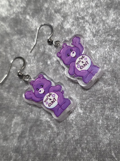 Handmade Bear with Attitude Dangle Earrings | Kawaii Animal Jewellery