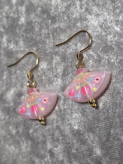 Handmade Cute Fruit Fan Shape Dangle Earrings | Kawaii Animal Jewellery
