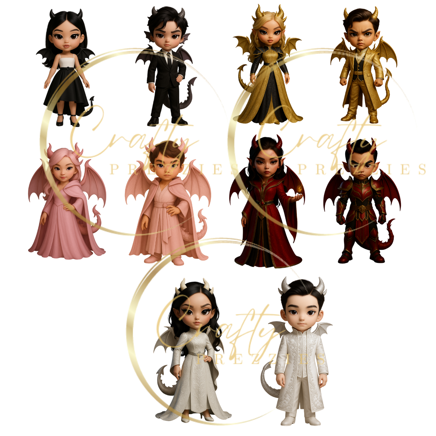 Clipart 10 PNG Bundle – Dragon Girls & Boys (Digital Download)