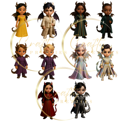 Clipart 10 PNG Bundle – Dragon Girls & Boys (Digital Download)